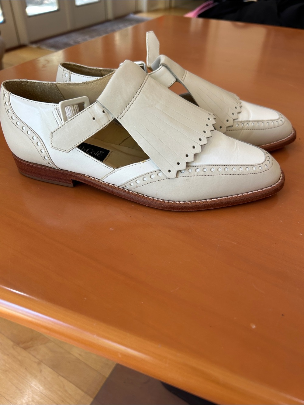 Kenneth Cole Cream Leather Kiltie Brogue Loafers